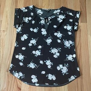 Express Black Floral Blouse